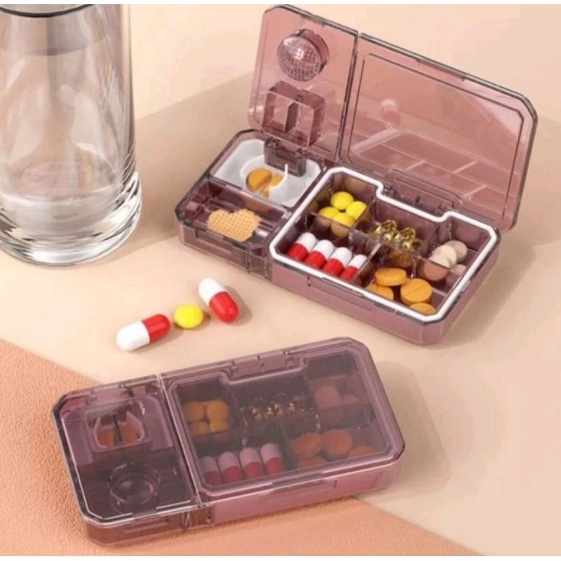 Jual Kotak Penyimpanan Obat 3 in 1 Multifungsi Pemotong Penggerus Pill ...