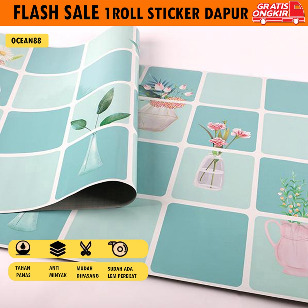 Jual Stiker Dapur PVC Anti Air Anti Minyak 60cm x 3m Motif Marmer Hitam ...