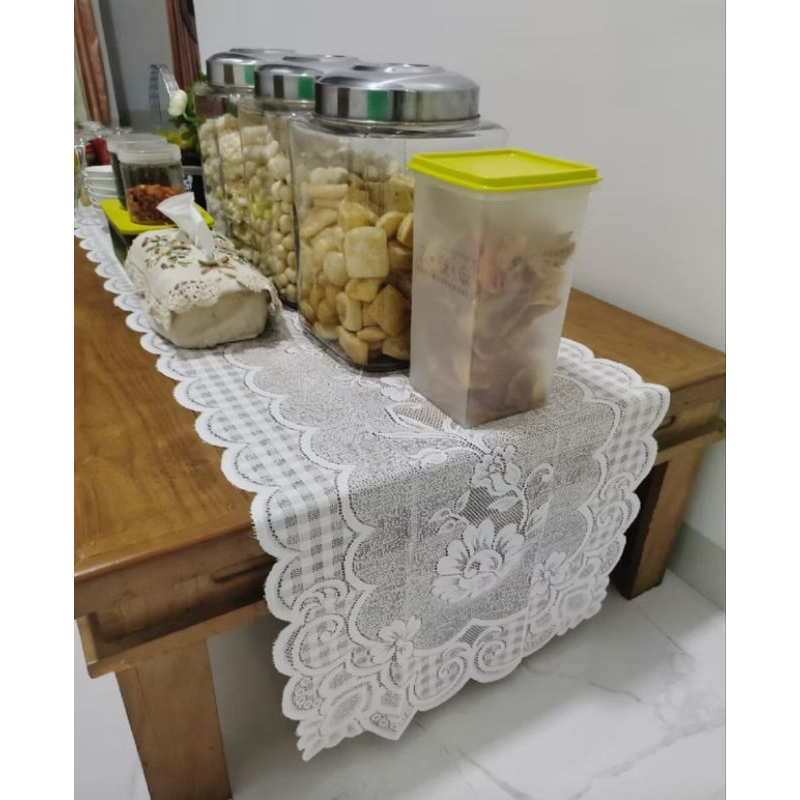 Jual TAPLAK MEJA PANJANG/TABLE RUNNER/TAPLAK BUFFET POLYESTER RENDA ...