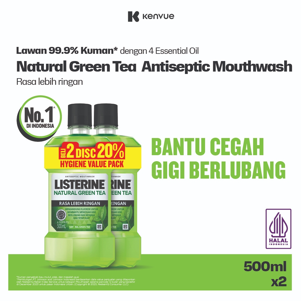 Jual Listerine Green Tea Mouthwash / Obat Kumur 500 ml Isi 2 Shopee Indonesia