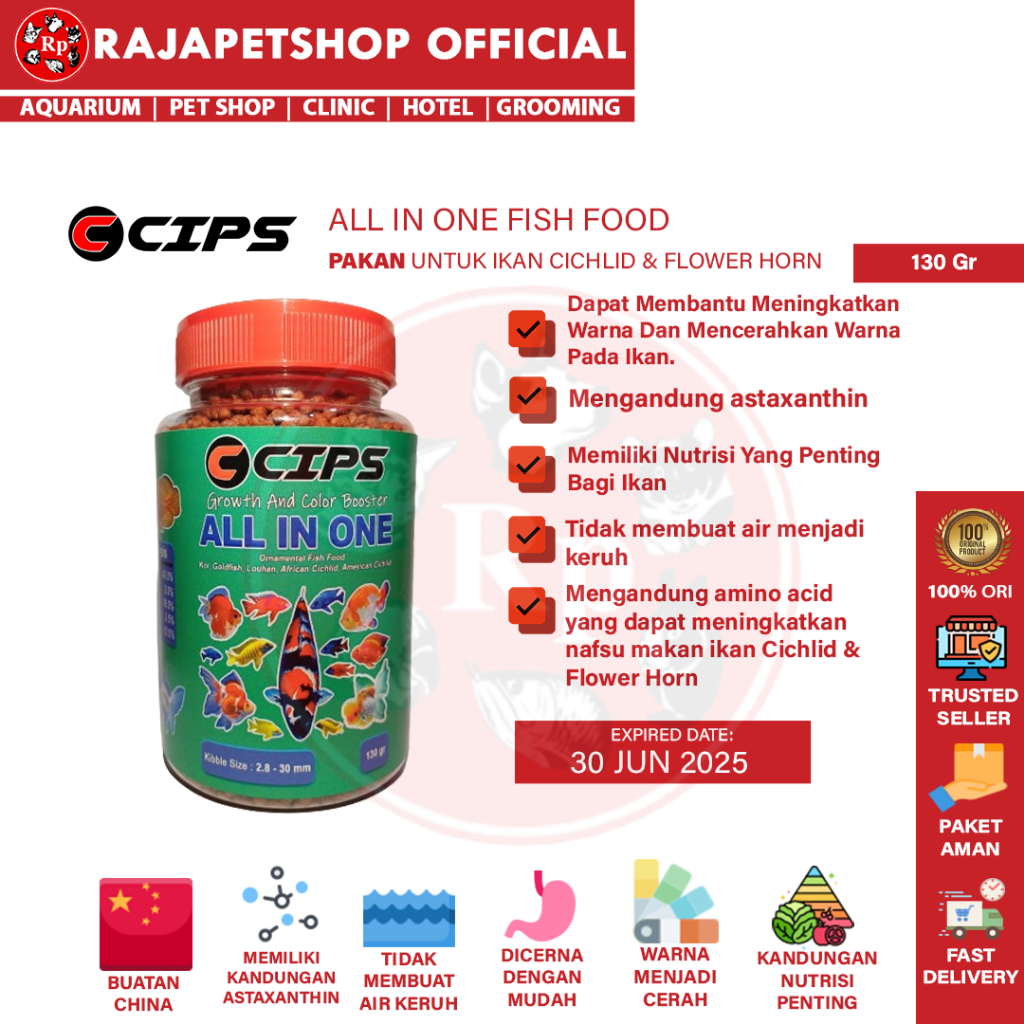 Jual CIPS ALL IN ONE FISH FOOD PAKAN UNTUK IKAN CICHLID & FLOWER HORN ...