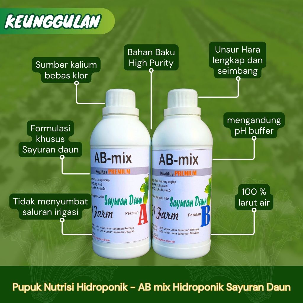 Jual AB Mix Cair 500 ml - Pupuk Hidroponik untuk Sayuran Daun dengan ...