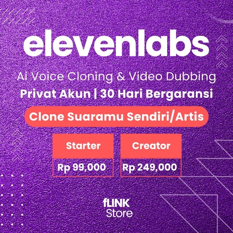 Jual ELEVENLABS AI VOICE CLONING PREMIUM 30 HARI RESMI Shopee Indonesia