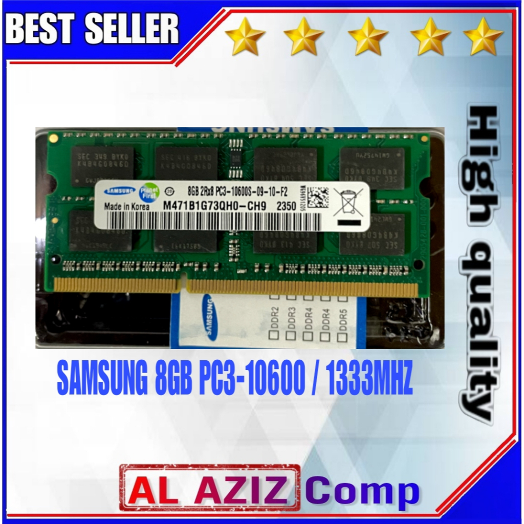 Jual RAM LAPTOP SAMSUNG DDR3 8GB 10600S/1333MHz SODIMM 1,5v