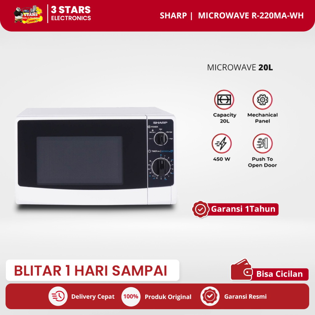 Jual Microwave Oven Sharp R-220-MAWH 20 Liter 450 W Low Watt Sharp ...