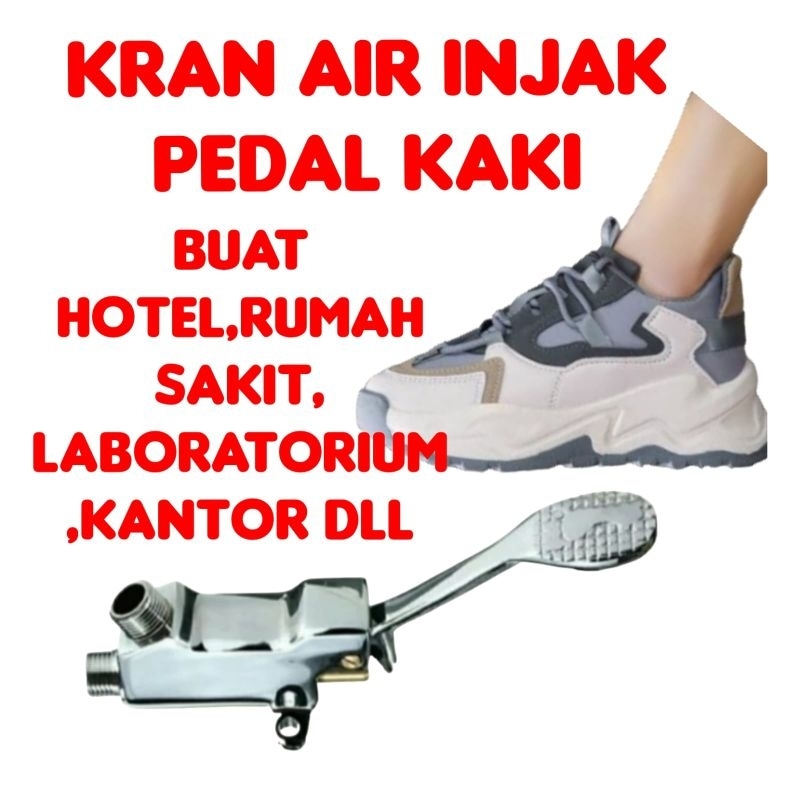 Jual kran air injak pedal kaki foot pedal valve kuningan | Shopee Indonesia
