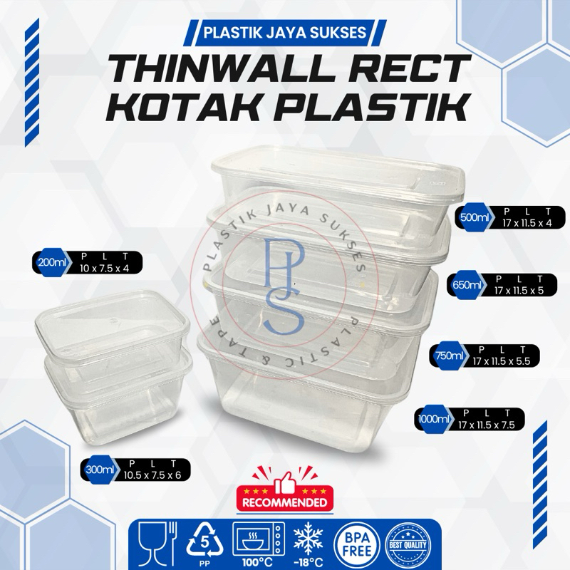 Jual Thinwall Kotak Plastik Rect Persegi Panjang Ukuran 200ml