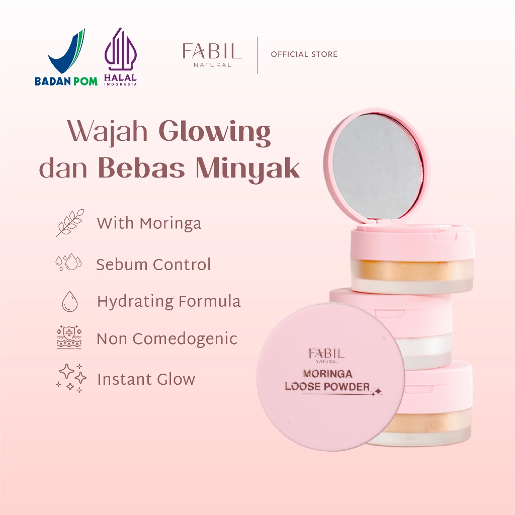 Jual Fabil Moringa Loose Powder Bedak Tabur Tahan Hingga 8 Jam Bebas