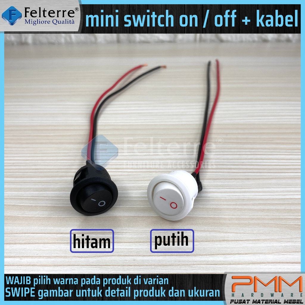 Jual mini switch on off plus kabel FELTERRE | saklar kecil bulat 2 pin ...