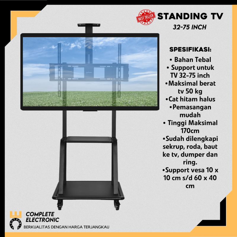 Jual Breket Stand TV Rotate 32 40 42 43 50 55 60 65 inch Braket ...