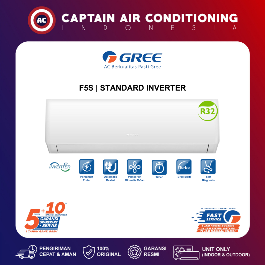 Jual Gree Ac Split Gwc 18f5s Gwc18f5s 2 Pk Standard Inverter Shopee Indonesia 4240