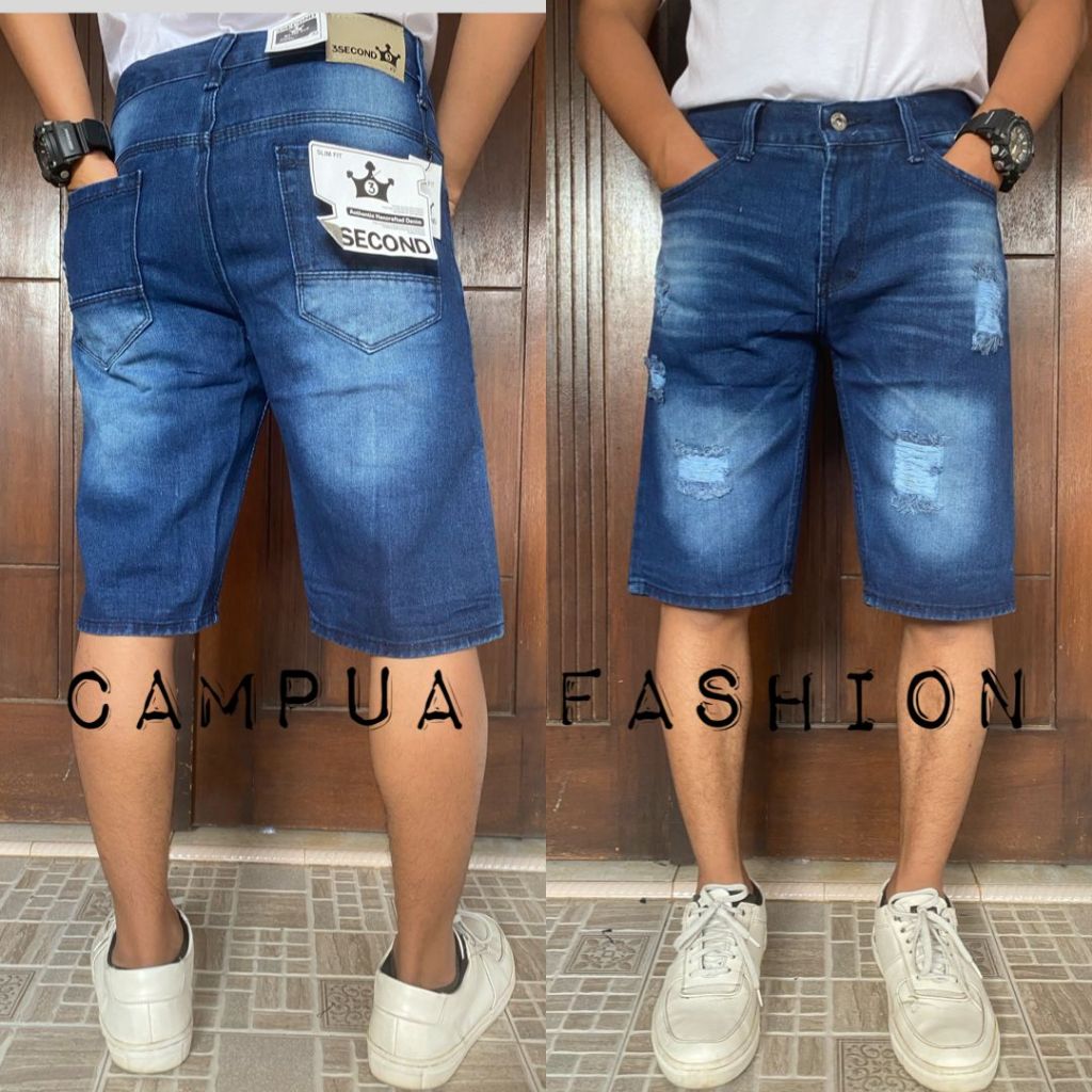 Jual Celana Pendek Sobek Robek Jeans Pria 3 Second Cowo Cowok Dewasa ...