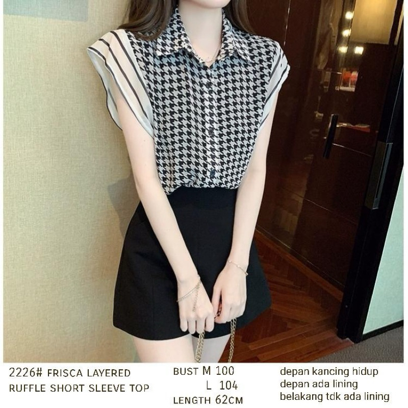 Jual TM Blouse Frisca Layered Ruffle Short Sleeve Top Import 2226 ...