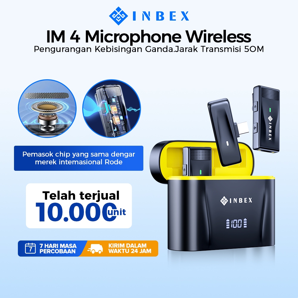 Jual INBEX IM4 Microphone Wireless Live stream/Video Mic Clip Dual ...