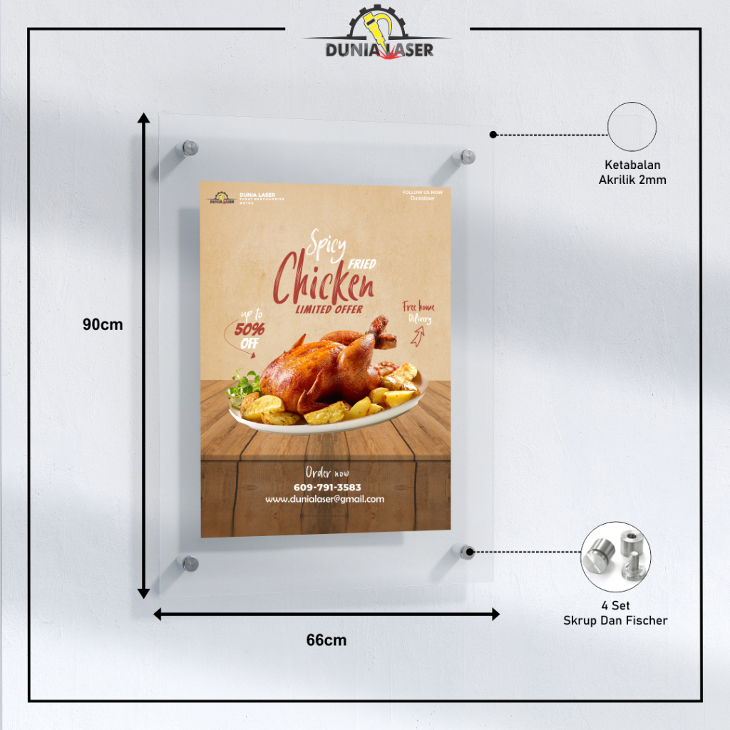 Jual Frame Bingkai Display Poster Akrilik Menu Dinding - Ukuran A1 ...