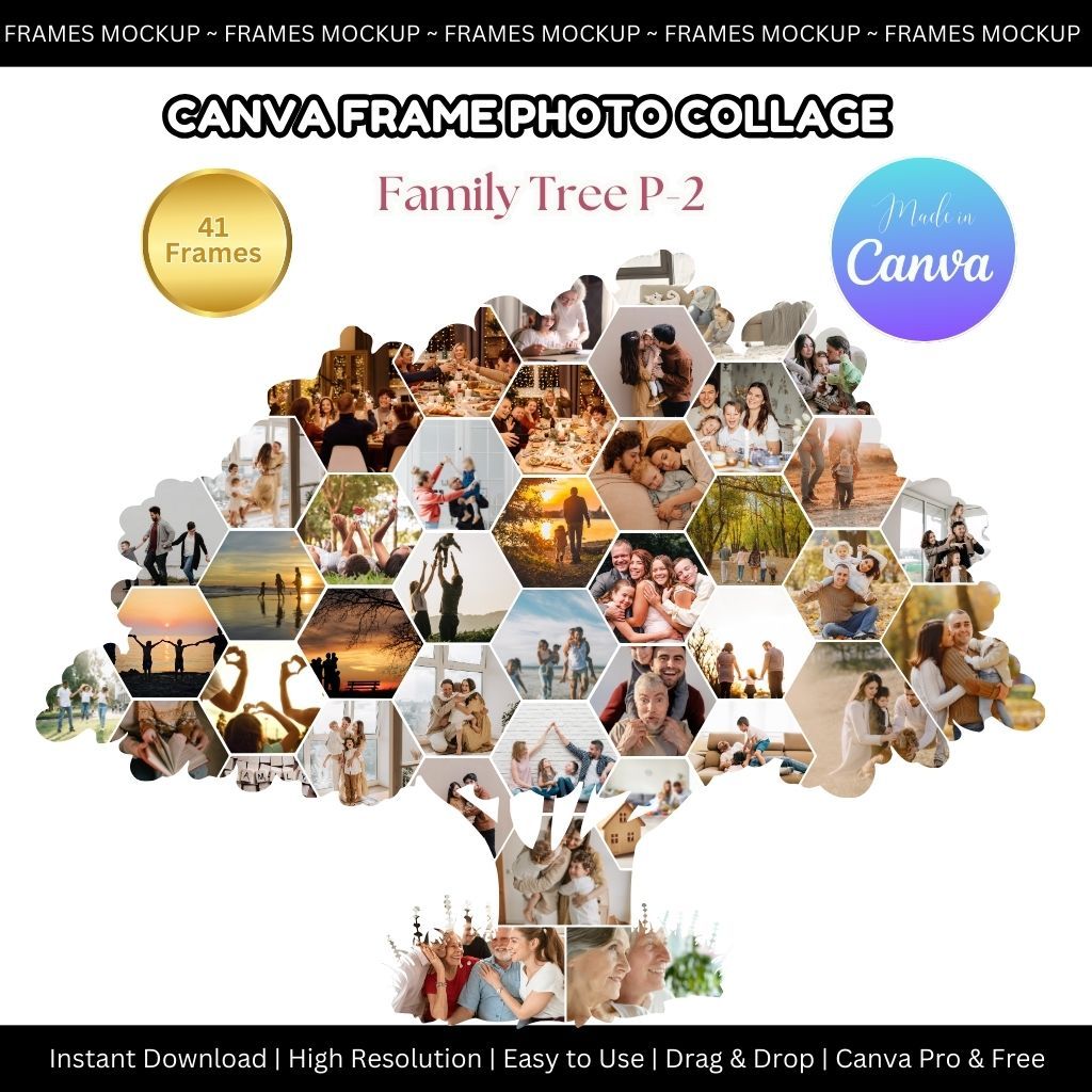 Jual Canva Frame Photo Collage - Family Tree Frame P-2 | Shopee Indonesia