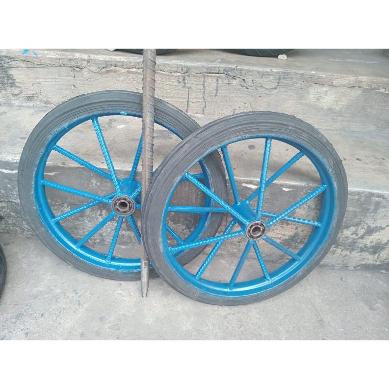 Jual Roda gerobak Ban mati Ring 17 satu set as roda tinggal pakai ...