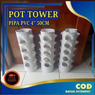 Jual Pot tower vertikal pipa pvc 4 inchi ukuran 50cm kuat tahan lama ...