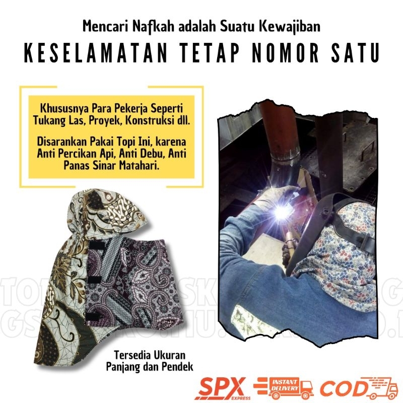 Jual Kerpus Proyek Topi Welder Sebo Las Mancing Bahan Adem Motif Batik ...