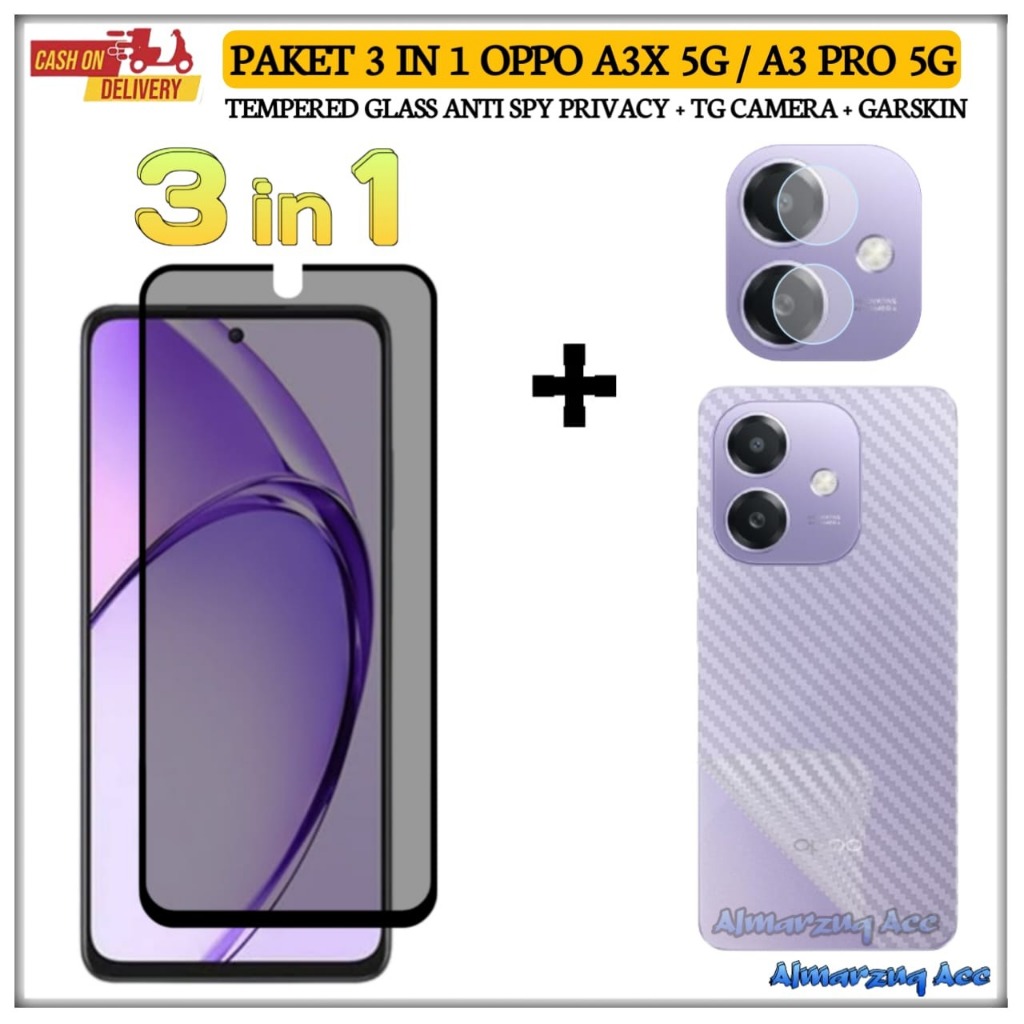 Jual Paket 3in1 Tempered Glass Oppo A3 A3X 4G A3X 5G A3 Pro 5G