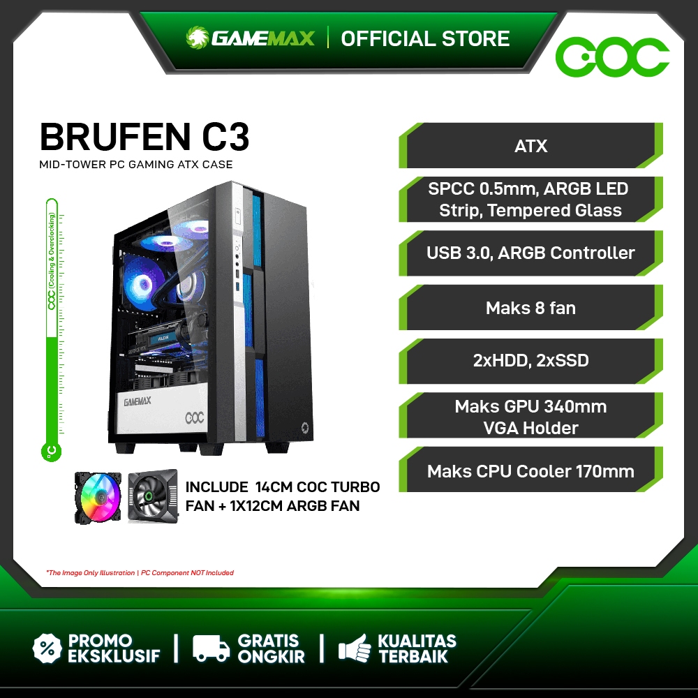 Jual GAMEMAX BRUFEN C3 E-ATX Gaming PC Case | Shopee Indonesia
