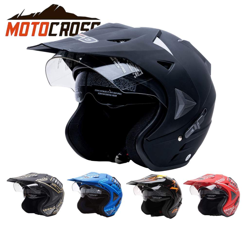 Helm Pro-Sight Cross Polos dan Motif SNI Double Visor Half Face