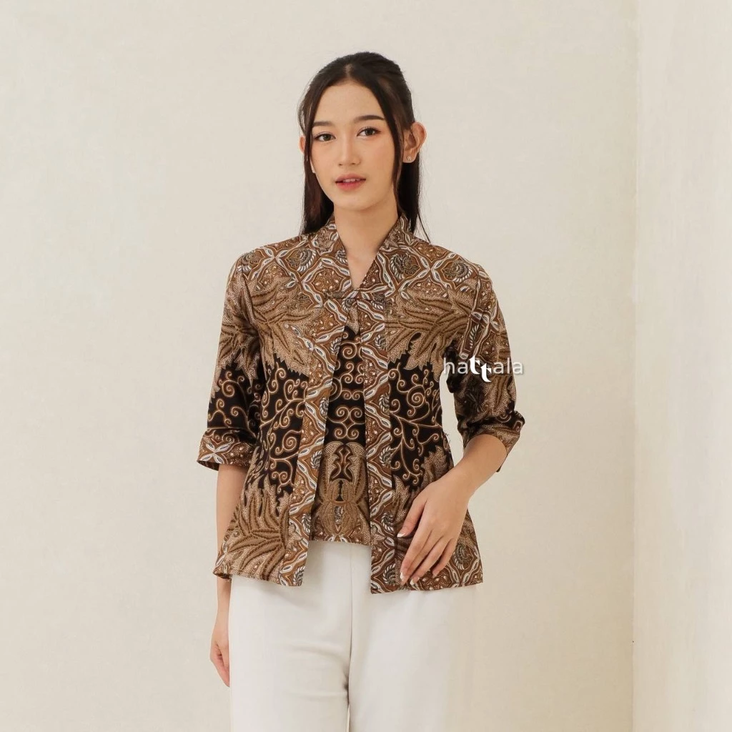 Gambar 5 Atasan Batik Wanita Katun Asli Hattala Blouse Bolero Kekinian Premium