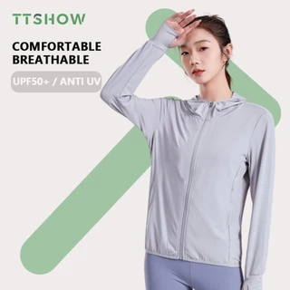 TTSHOW Jaket Anti UV Jaket Wanita Pelindung Matahari UV Protection UPF50+ Breathable Outdoor Ringan Cepat Kering Nyaman Sun Protection Wanita Jaket