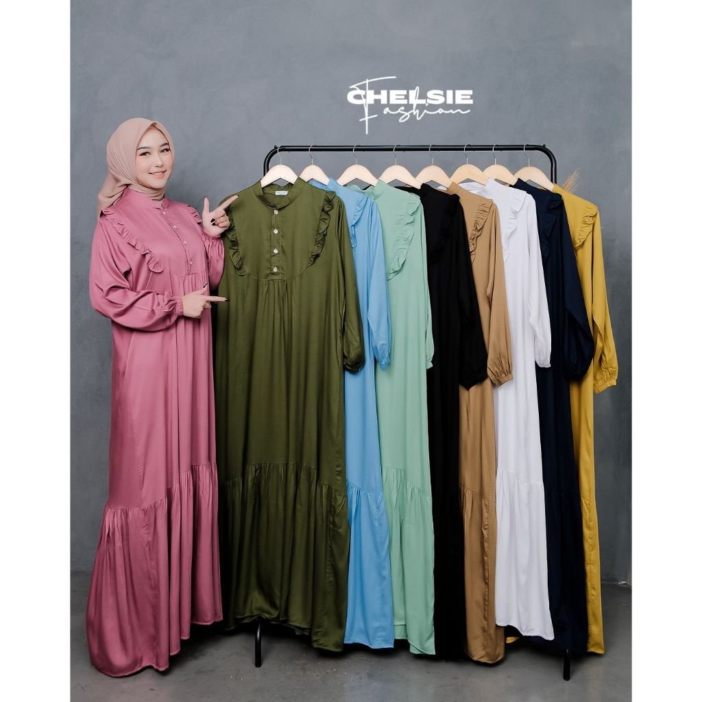 Jual Asyla Dress Maxy Bahan Rayon Premium Gamis Wanita Polos Busui