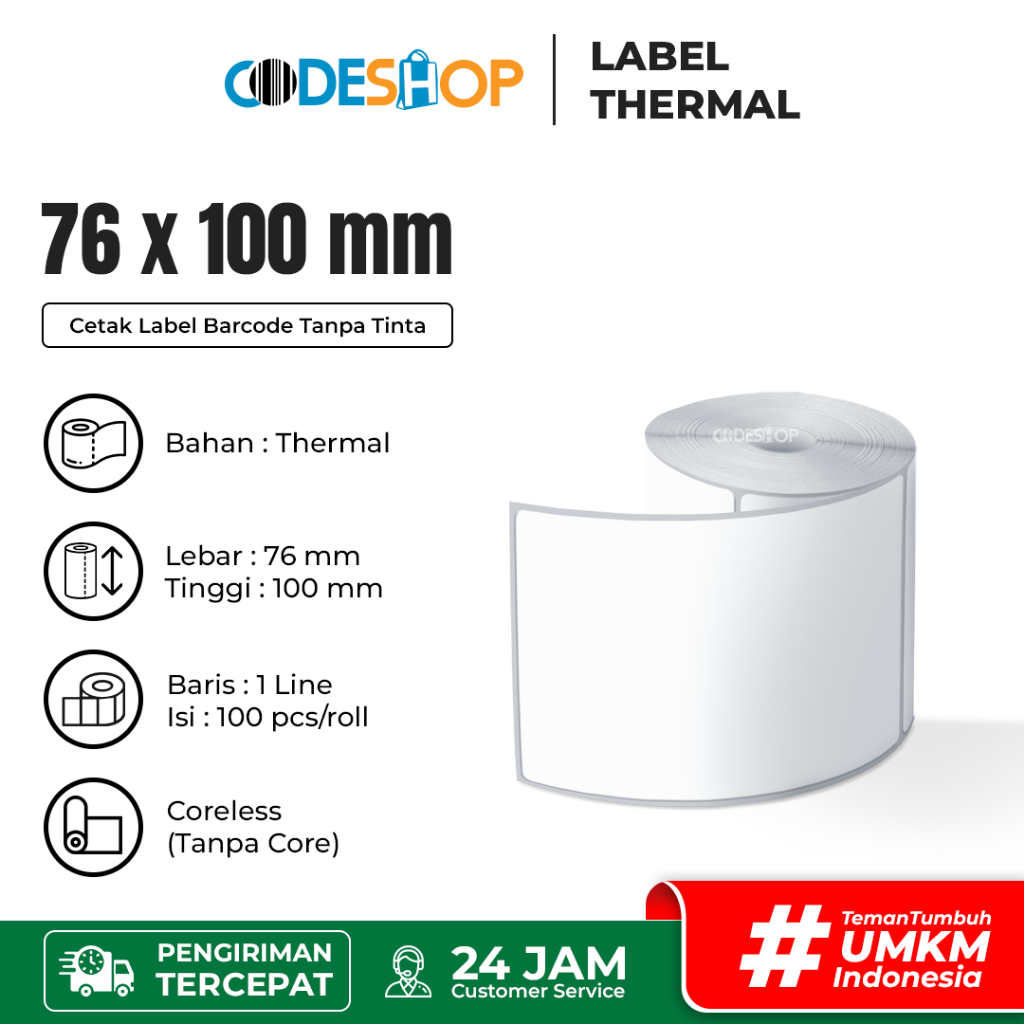 Jual Label Thermal 76x100 mm Stiker Printer Barcode Blueprint Panda ...