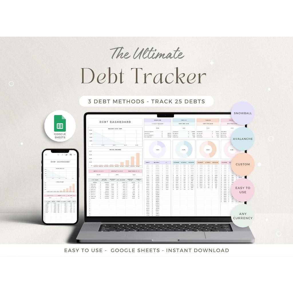 Jual Debt Payoff Tracker Debt Snowball Spreadsheet Debt Avalanche ...