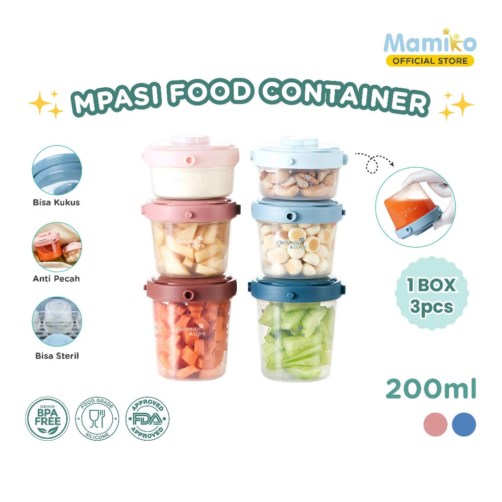 Jual KUB Container Food Box Makan Mpasi Anak Bayi 3 pcs x 200 ML | Air ...