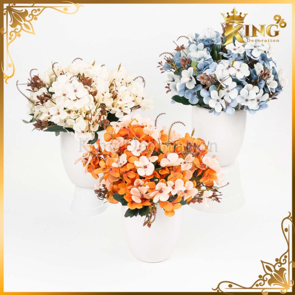 Jual Hortensia Mini Cabang 5 Tanaman Bunga Hydrangea Artficial Silk ...