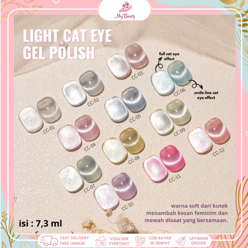 Jual MSY Rising Lady 7.3ml 12colour Light Cat Eye Gel Polish / Kutek UV ...