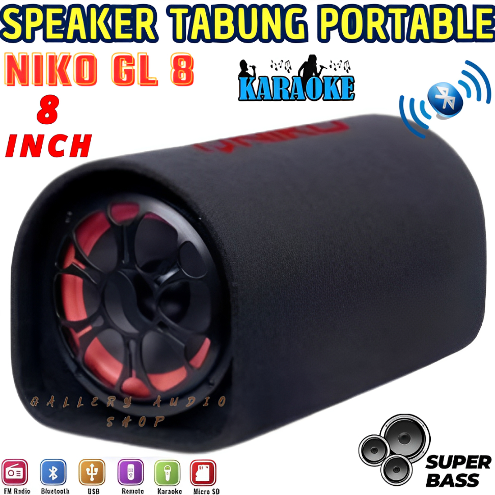Speaker NIKO GL8 Subwoofer Car Speaker Inch 85 Watt Subwoofer Car  Speaker Bluetooth NIKO GL8 Maximum Bass Dynamic Jumbo inch Speaker  Tabung