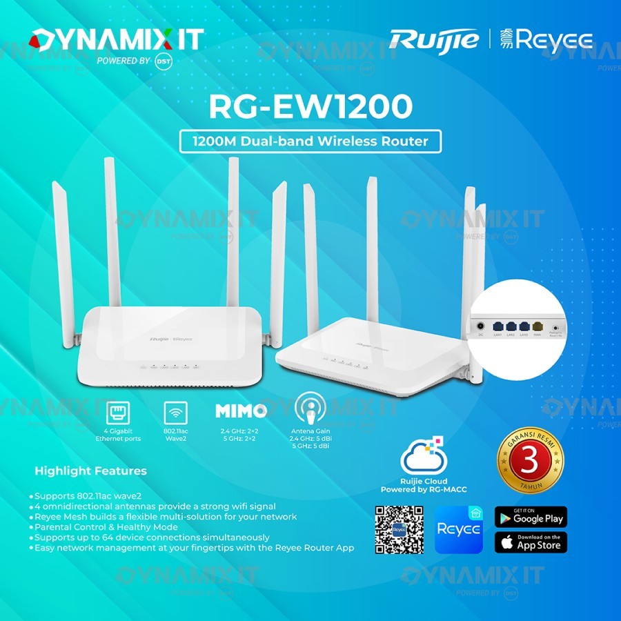 Jual Router Ruijie RG-EW1200 1200M Dual-band Wireless Router AC MU-MIMO ...