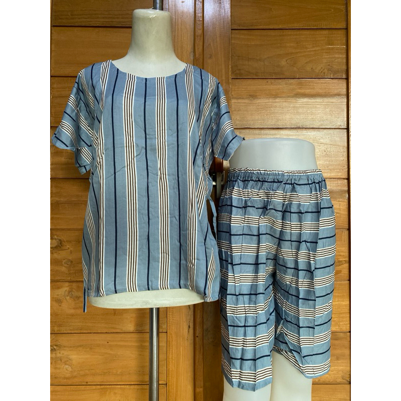Jual SETELAN CELANA PENDEK KULOT MOTIF ONE SET PIYAMA BAJU