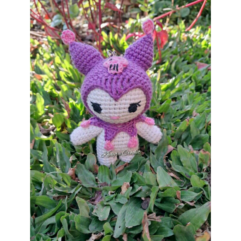 Jual gantungan kunci rajut kuromi, keychain kuromi, amigurumi kuromi ...