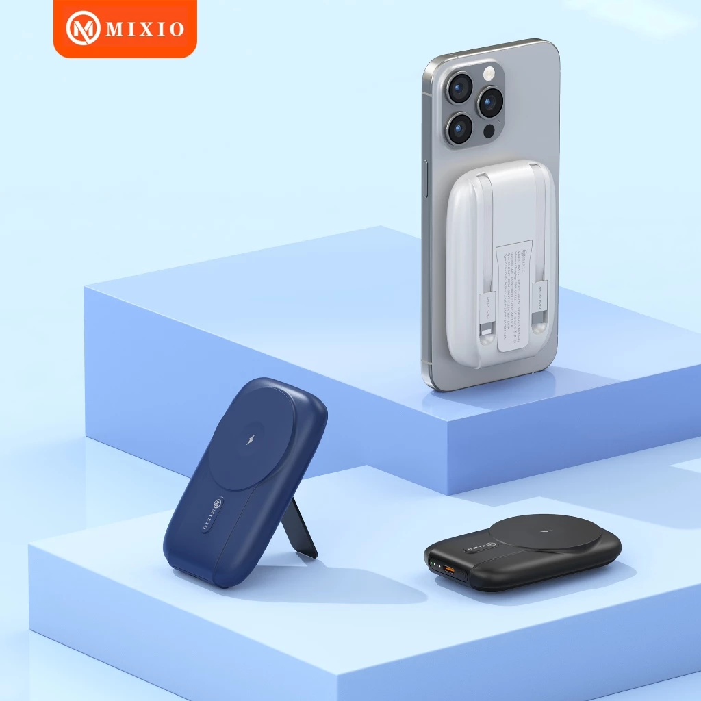 MIXIO MP-11 WIRELESS POWER BANK 5000MAH MAGNETIC MAGSAFE 20W FAST CHARGING TYPE C PD BUILD IN KABEL
