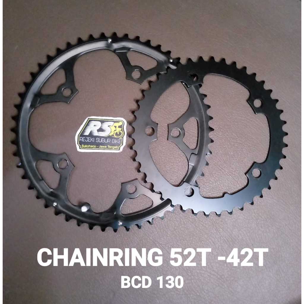 Jual chainring 53t 52t 45t 42t 39t BCD 130 steel roadbike hybrid seli ...