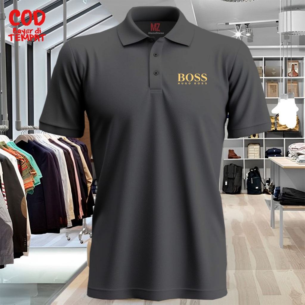 Jual Promo Cod Kaos Polo Distro Keren Boss Text Gold Quality Polo