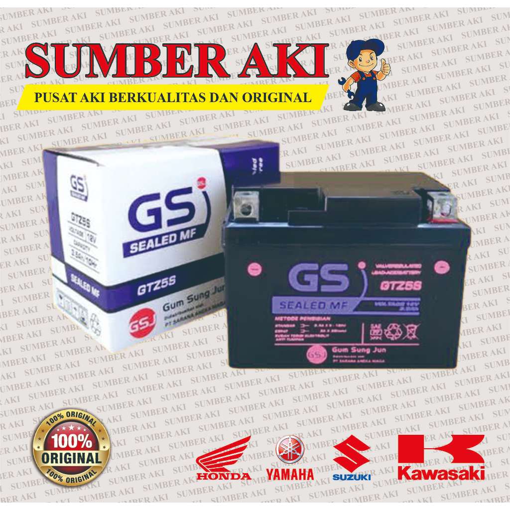 Jual Aki Motor GTZ5S MF Aki Kering Motor Honda Beat Vario 110 Supra X