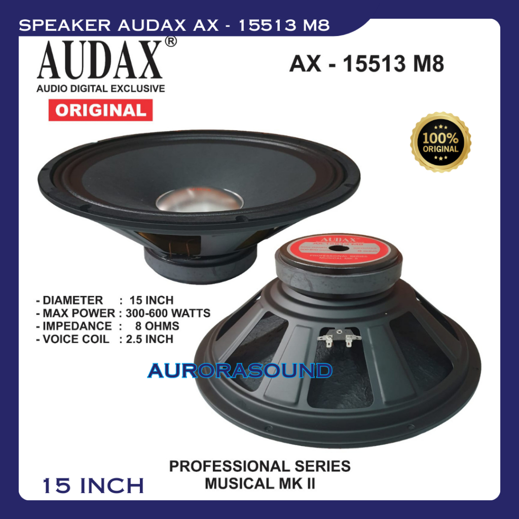 Jual SPEAKER AUDAX AX 15513 M8 FULL RANGE SPEAKER 15 INCH 300-600 WATT ...