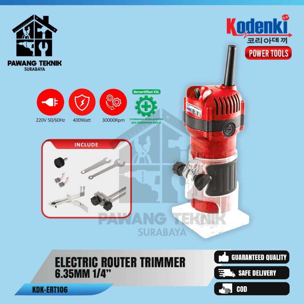 Jual Kodenki mesin router bit listrik 6mm alat ukir kayu wood trimmer ...