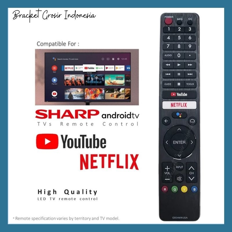 Jual Remote remot tv sharp Aquos LCD LED Smart TV Android GB326WJSA IR ...
