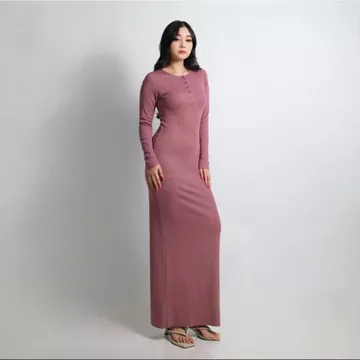 Dress Arisha Casual Long Dress Wanita Knit Kancing Korean Style Dress Press Bodycon Dress