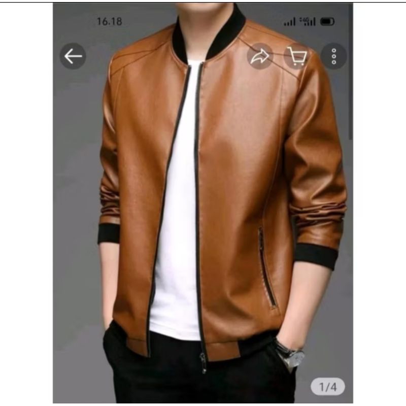Jual Jaket kulit pria rib new silver stone ARL NOAH | Shopee Indonesia