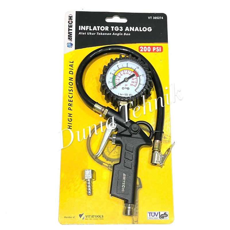 Jual Tire Inflator AMTECH 3 in 1 Alat Isi Angin dan Alat Ukur Tekanan ...