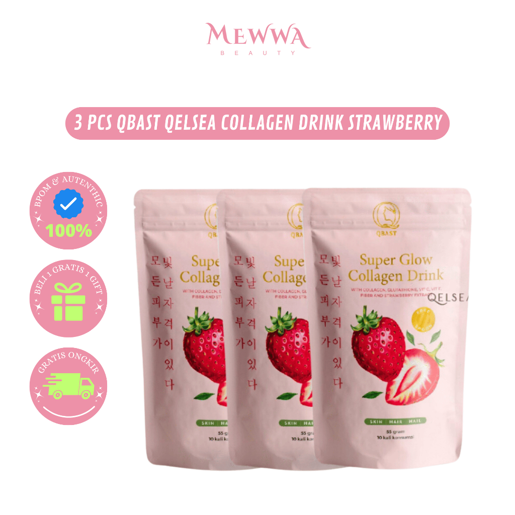 Jual Mewwa Beauty - 3 PCS QBAST QELSEA Super Glow Collagen Drink ...