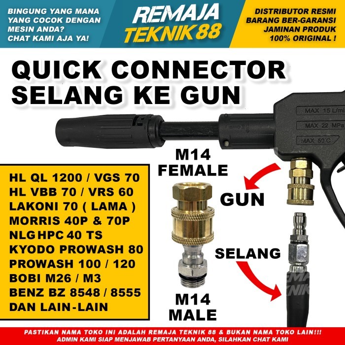 Jual Quick Release Selang Ke Gun Jet Cleaner / Sambungan dari Selang ...